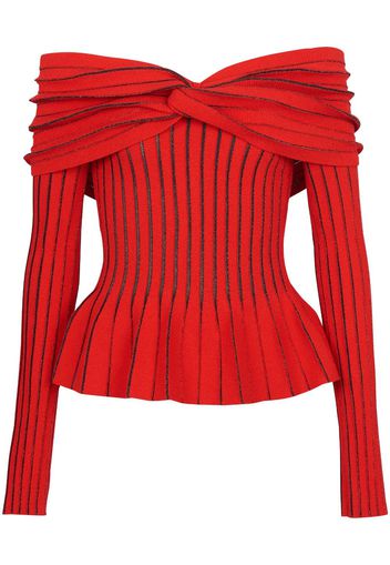 Balmain Knotted Off-The-Shoulder Top - Rot
