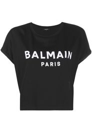 Balmain Cropped-T-Shirt mit Logo - Schwarz