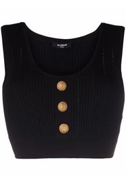 Balmain Gestricktes Cropped-Top - Schwarz