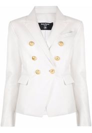 Balmain Doppelreihiger Lederblazer - Weiß