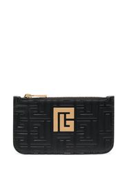 Balmain debossed monogram zipped card holder - Schwarz