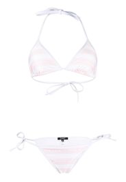 Balmain striped logo-print bikini - Weiß