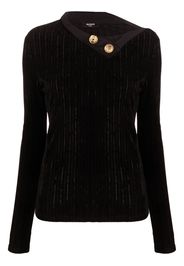 Balmain button-embellished long-sleeve top - Schwarz