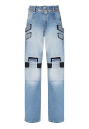 Balmain mesh-detail loose-cut denim jeans - Blau