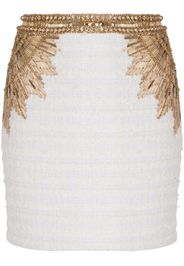 Balmain sequin-embellished tweed skirt - Weiß