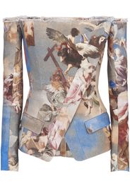 Balmain Schulterfreie Jacke mit Print - Mehrfarbig