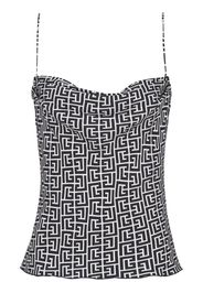 Balmain Top mit Monogramm-Print - Schwarz