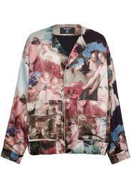 Balmain Jacke aus Satin mit Malerei-Print - Rosa