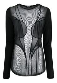 Balmain semi-sheer panelled top - Schwarz