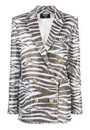 Balmain zebra-print double-breasted coat - Weiß