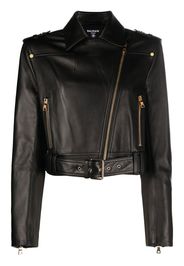 Balmain leather biker jacker - Schwarz