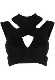 Balmain cut-out ribbed cropped top - Schwarz