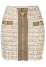 Balmain zip-detail tweed mini skirt - Nude