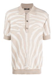 Balmain zebra-jacquard polo shirt - Nude