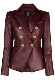 Balmain double-breasted leather blazer - Rot