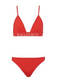 Balmain Bikini mit Logo-Detail - Rot