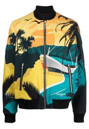 Balmain reversible graphic-print bomber jacket - Schwarz