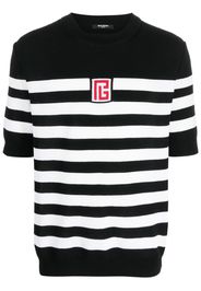 Balmain striped piqué knit T-shirt - Schwarz