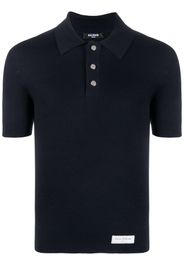 Balmain logo-patch wool polo shirt - Blau