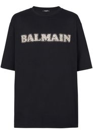 Balmain logo-embroidered cotton T-shirt - Schwarz