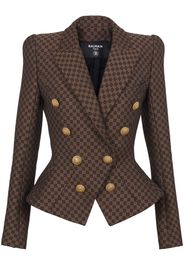 Balmain monogram-jacquard double-breasted blazer - Braun