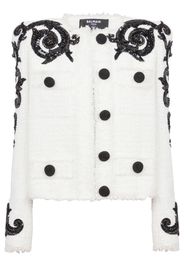 Balmain Tweed-Jacke mit Pailletten - Weiß