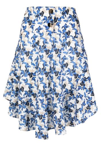 Bambah Asymmetrischer Rock mit Blumen-Print - Blau