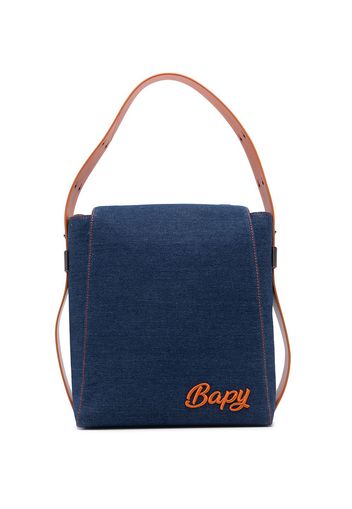 BAPY BY *A BATHING APE® Jeans-Schultertasche mit Logo-Schild - Blau