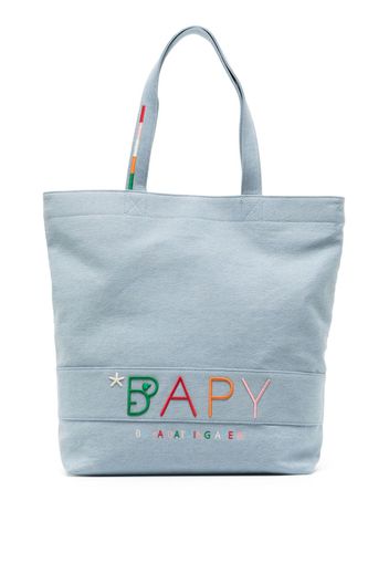 BAPY BY *A BATHING APE® logo-embroidered denim tote bag - Blau