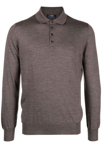 Barba long-sleeved knit polo shirt - Braun