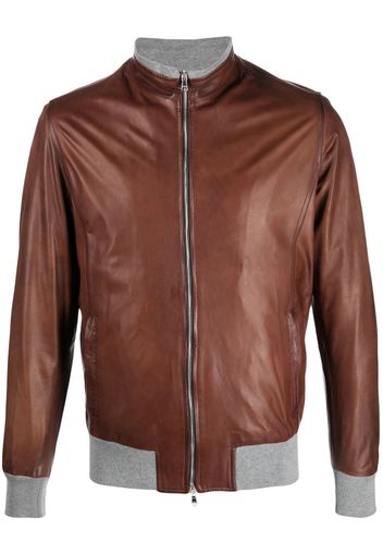 Barba zipped-up fastening leather jacket - Braun