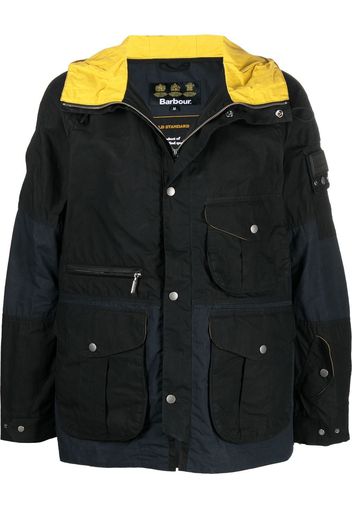 Barbour logo-plaque panelled hooded jacket - Schwarz