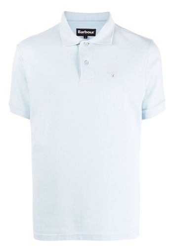 Barbour embroidered-logo short-sleeved polo shirt - Blau