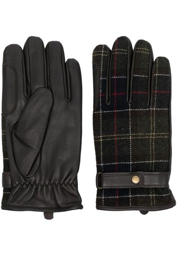 Barbour check-pattern leather gloves - Braun