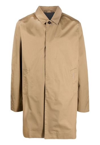 Barbour embroidered-logo single-breasted coat - Braun