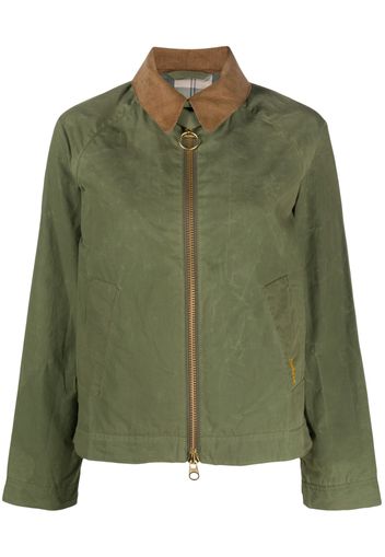 Barbour corduroy collar zip-up jacket - Grün