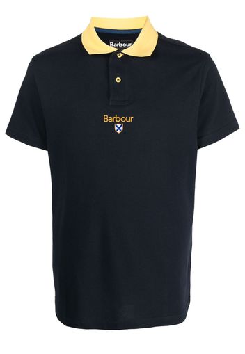 Barbour logo-embroidered cotton polo shirt - Blau