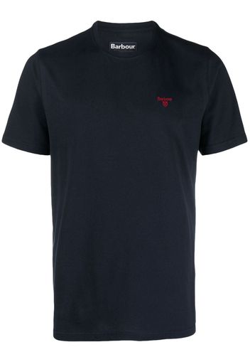 Barbour embroidered-logo cotton T-shirt - Blau