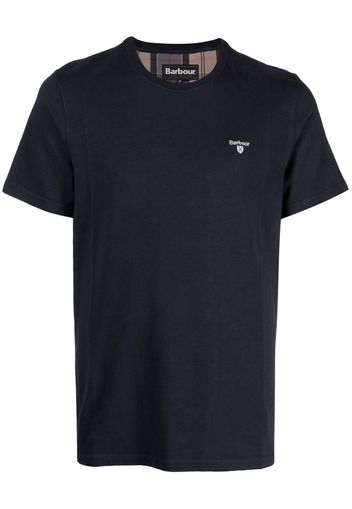 Barbour embroidered-logo cotton T-shirt - Blau