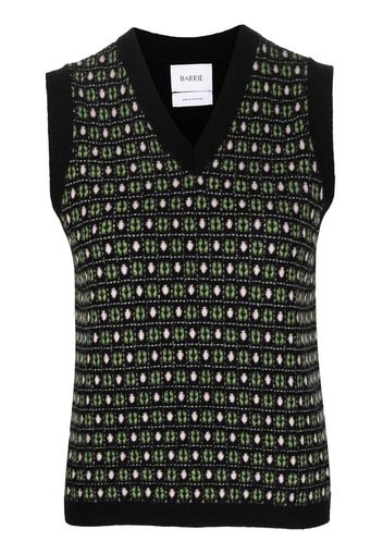 Barrie V-neck geometric-jacquard knit vest - Grün