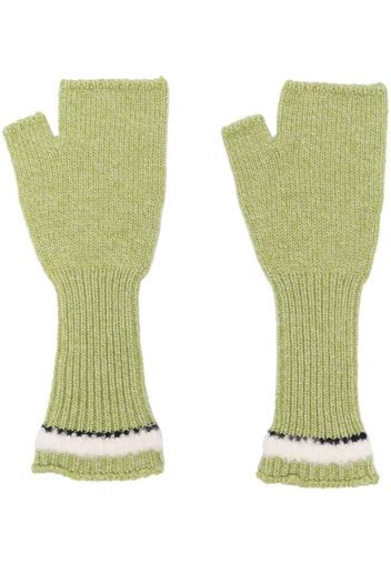 Barrie shearling-effect cashmere fingerless gloves - Grün