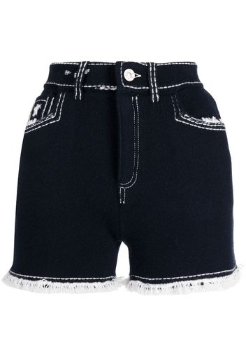 Barrie frayed-detail knitted shorts - Blau