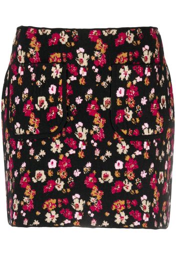 Barrie floral-print cashmere miniskirt - Schwarz