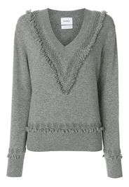 Barrie Bestickter Pullover mit V-Ausschnitt - Grau