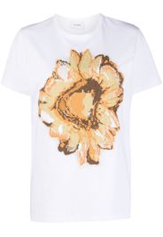 Barrie floral-motif patch cashmere T-shirt - Weiß
