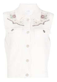 Barrie crystal-embellished sleeveless denim vest - Weiß