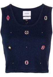 Barrie floral-motif cropped knitted top - Blau
