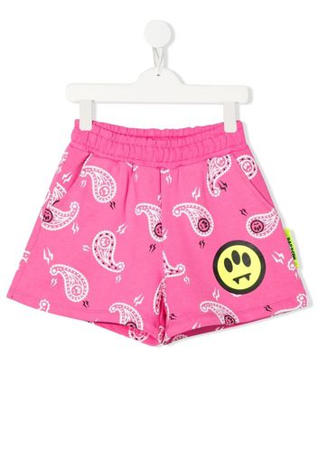 Barrow kids paisley logo-print track shorts - Rosa