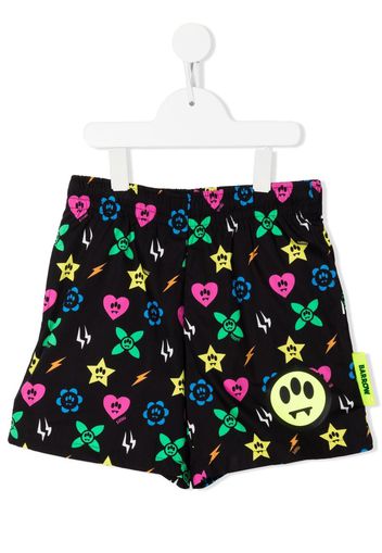 Barrow kids monogram-pattern casual shorts - Schwarz