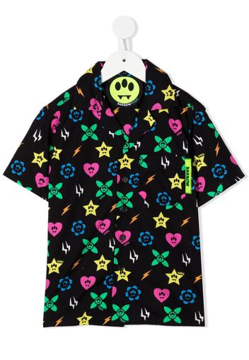 Barrow kids monogram-pattern polo shirt - Schwarz